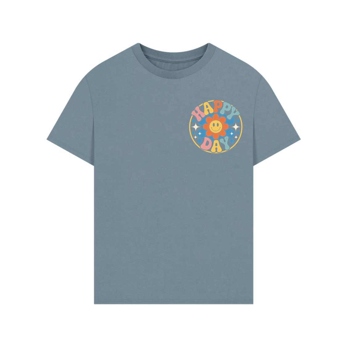 Happy Day Groovy Flower Illustration for a Colorful Retro Look T-Shirt - Image 2