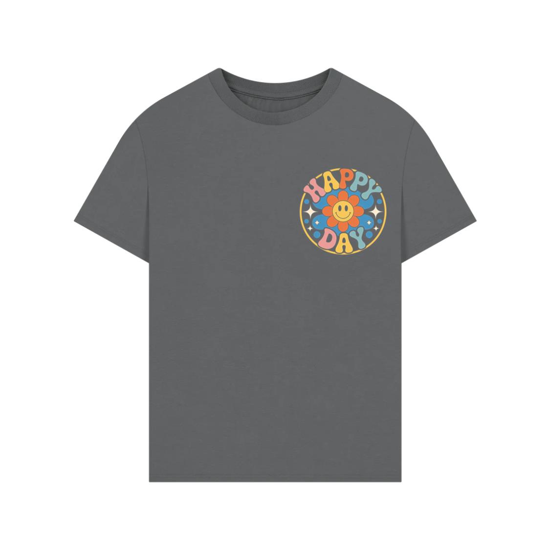 Happy Day Groovy Flower Illustration for a Colorful Retro Look T-Shirt - Image 3