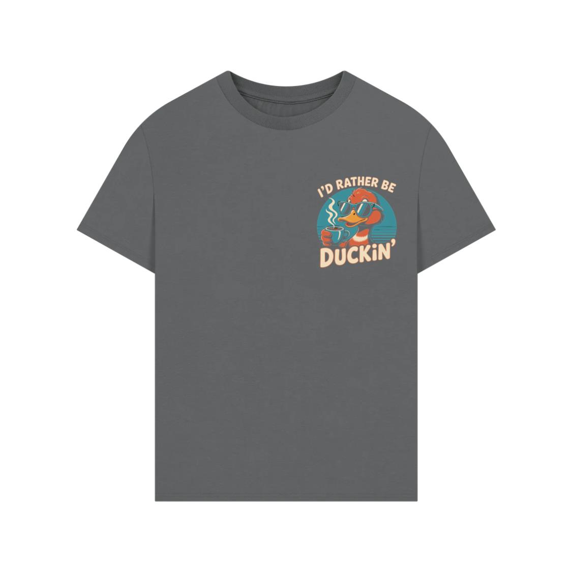 Id Rather Be Duckin Summer Cartoon Design with Cool Sunglasses T-Shirt - Image 3
