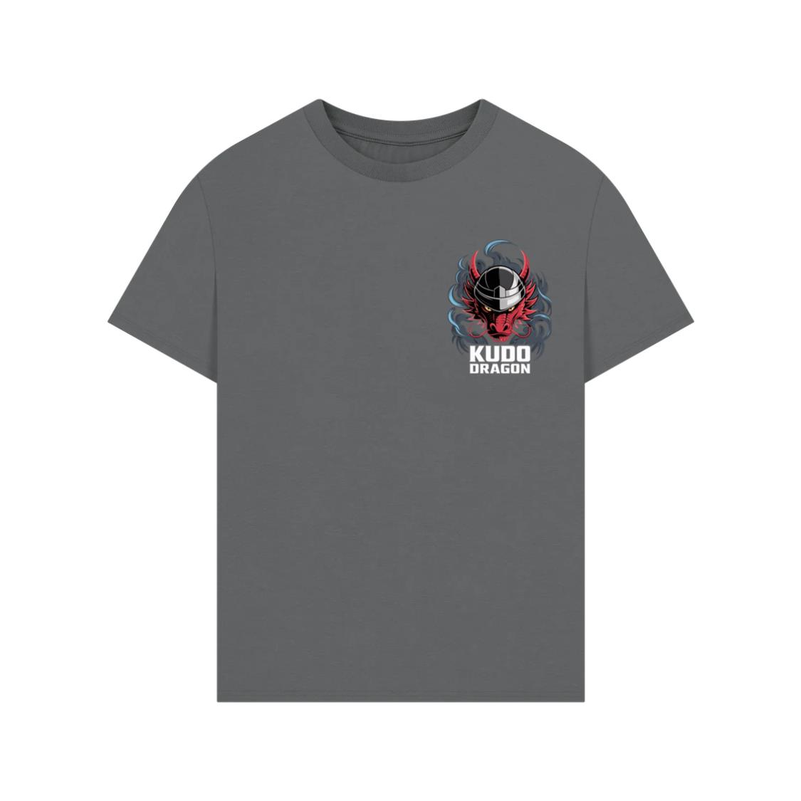 Kudo Dragon Red Masked Warrior with Flames Illustration T-Shirt - Image 3