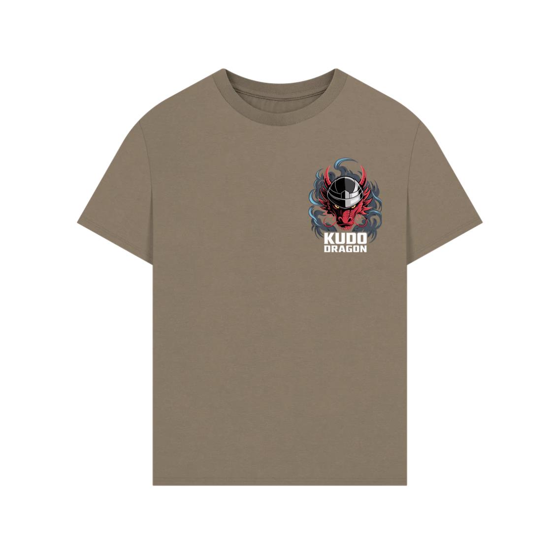 Kudo Dragon Red Masked Warrior with Flames Illustration T-Shirt - Image 4