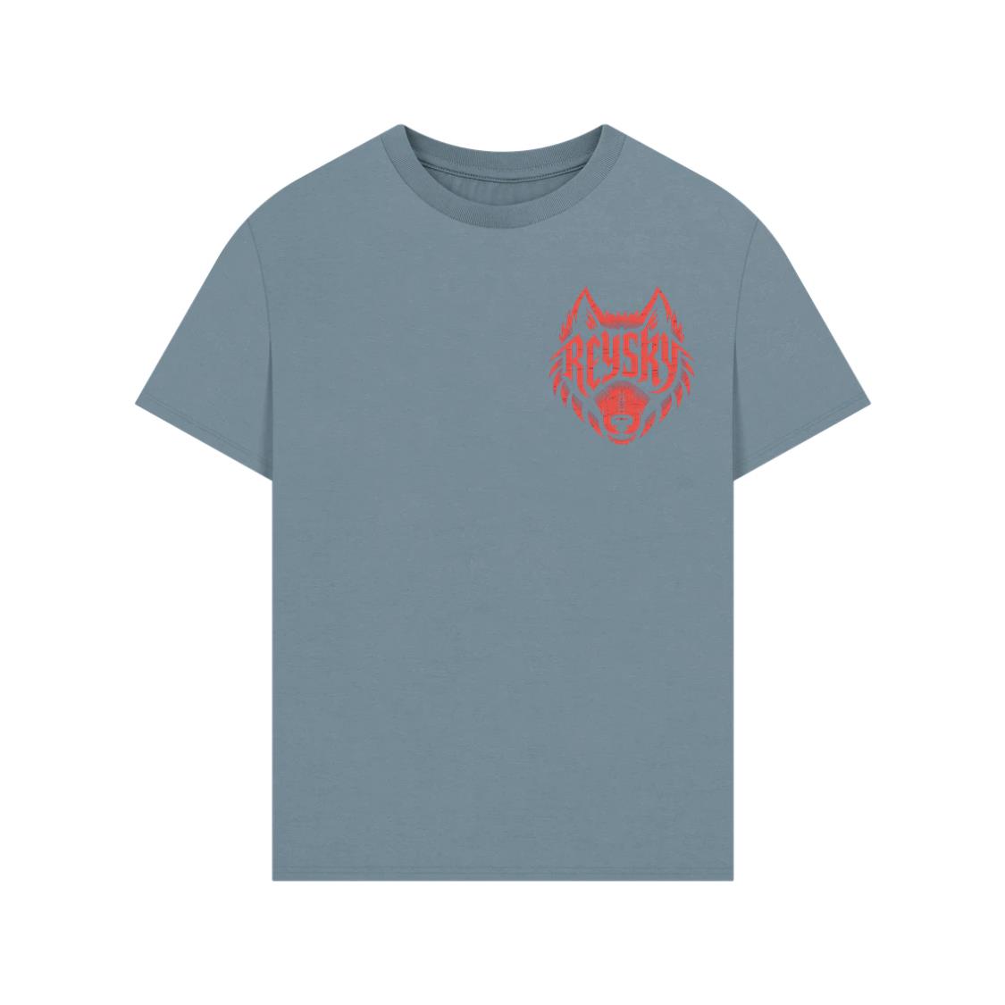 Reyski Red Wolf Head Aggressive Logo Style Design T-Shirt - Image 2