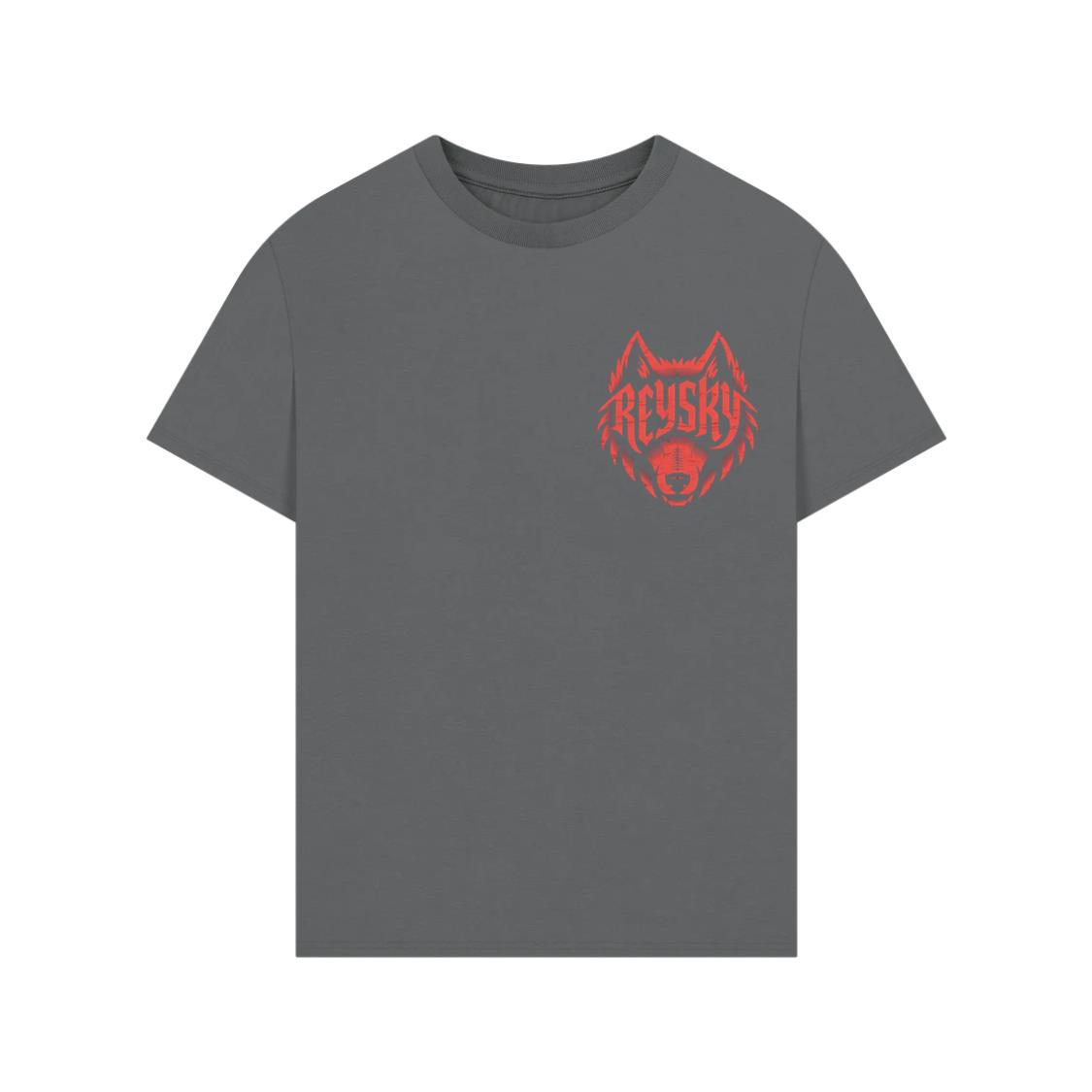 Reyski Red Wolf Head Aggressive Logo Style Design T-Shirt - Image 3