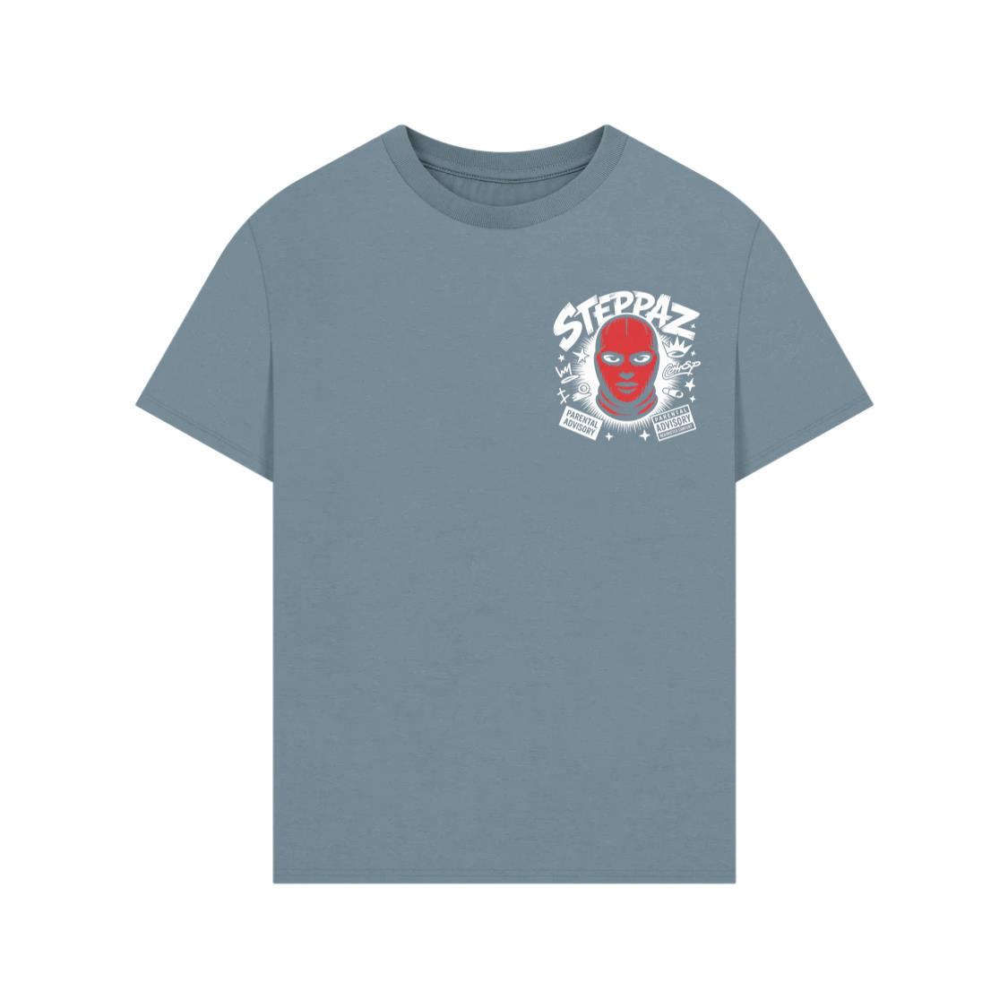 Steppaz Red Mask Character Underground Street Culture Design T-Shirt - Image 2