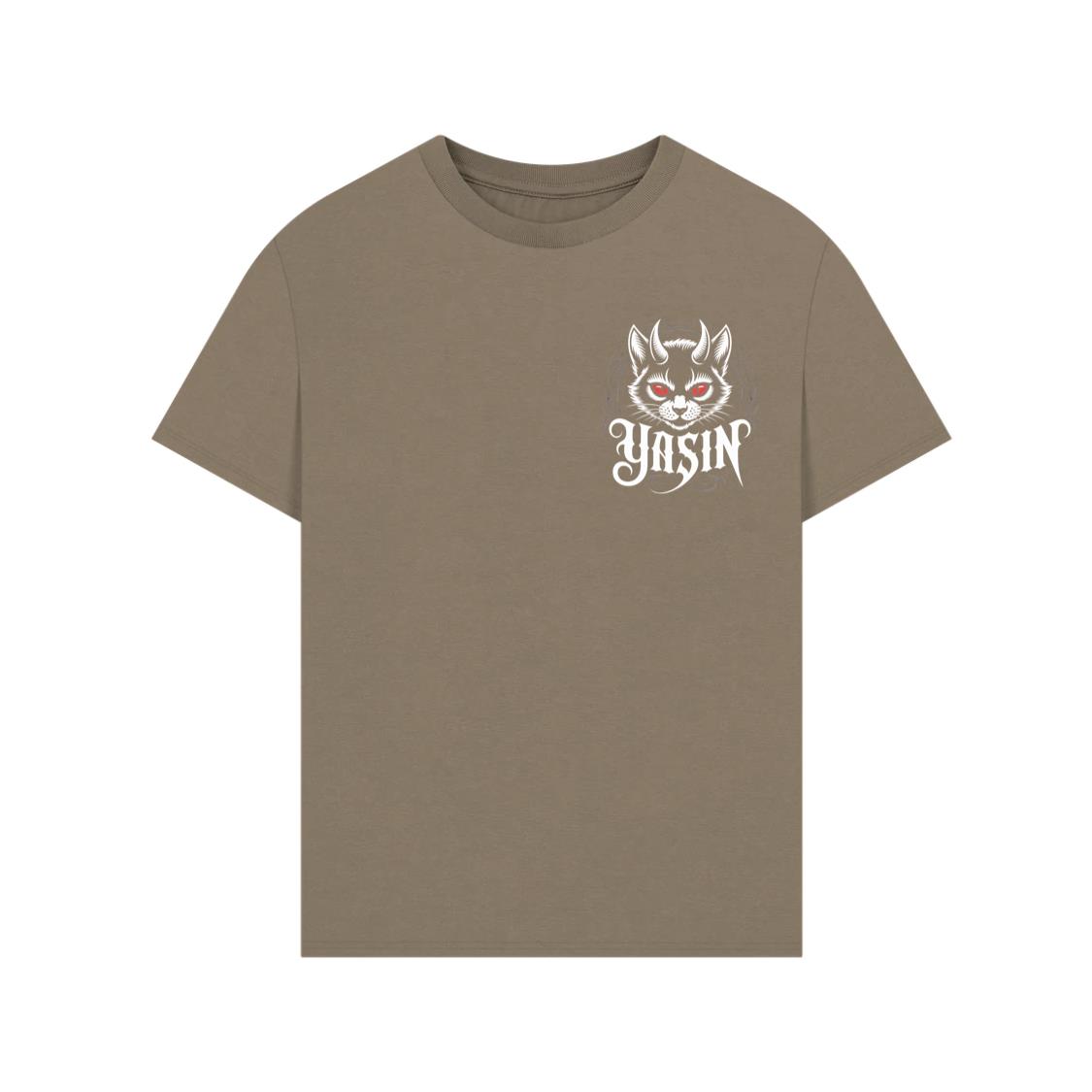 Yasin Evil Cat with Horns and Glowing Red Eyes Artwork T-Shirt - Image 4